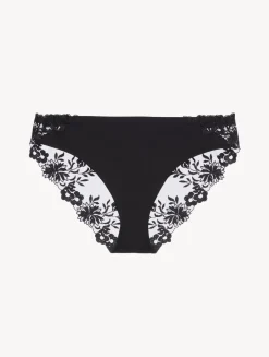 La Perla Medium Brief In Lycra With Embroidered Tulle< Mid-Rise