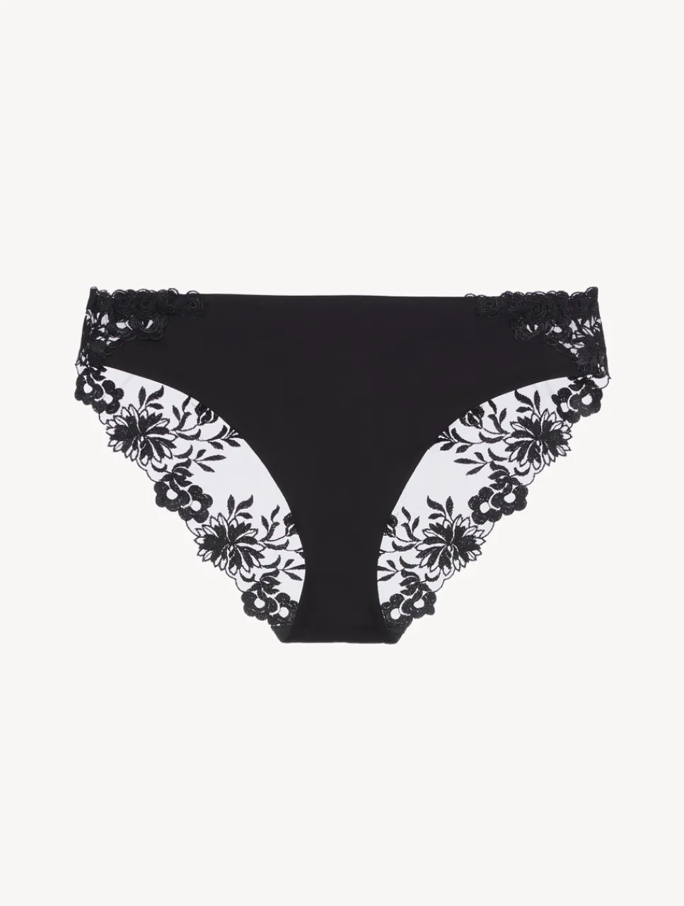 La Perla Medium Brief In Lycra With Embroidered Tulle< Mid-Rise
