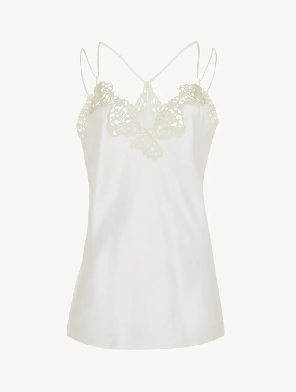 La Perla Off-white Camisole In Silk With Macramé Frastaglio< Camisoles|Pajamas