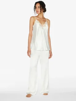 La Perla Off-white Camisole In Silk With Macramé Frastaglio< Camisoles|Pajamas
