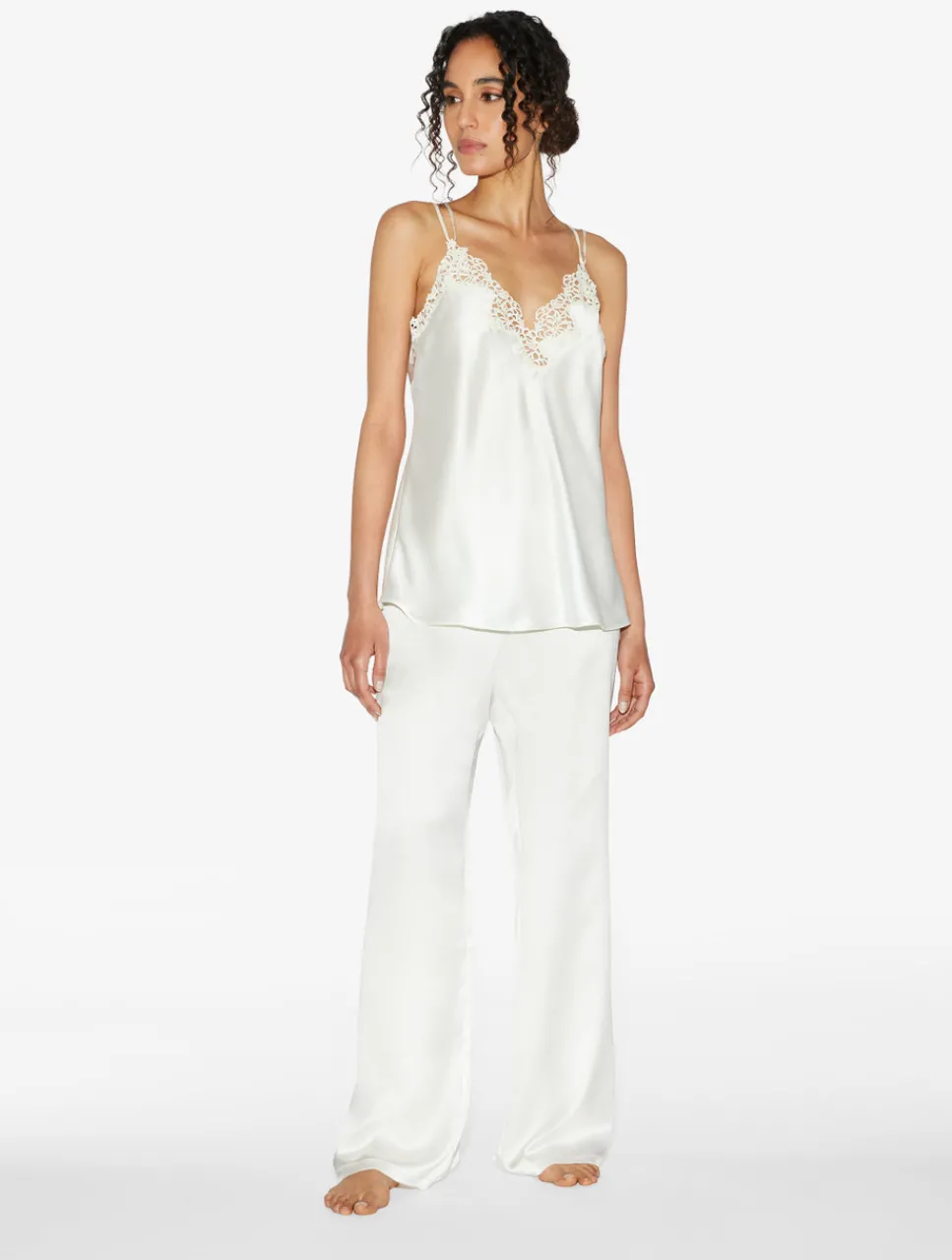 La Perla Off-white Camisole In Silk With Macramé Frastaglio< Camisoles|Pajamas