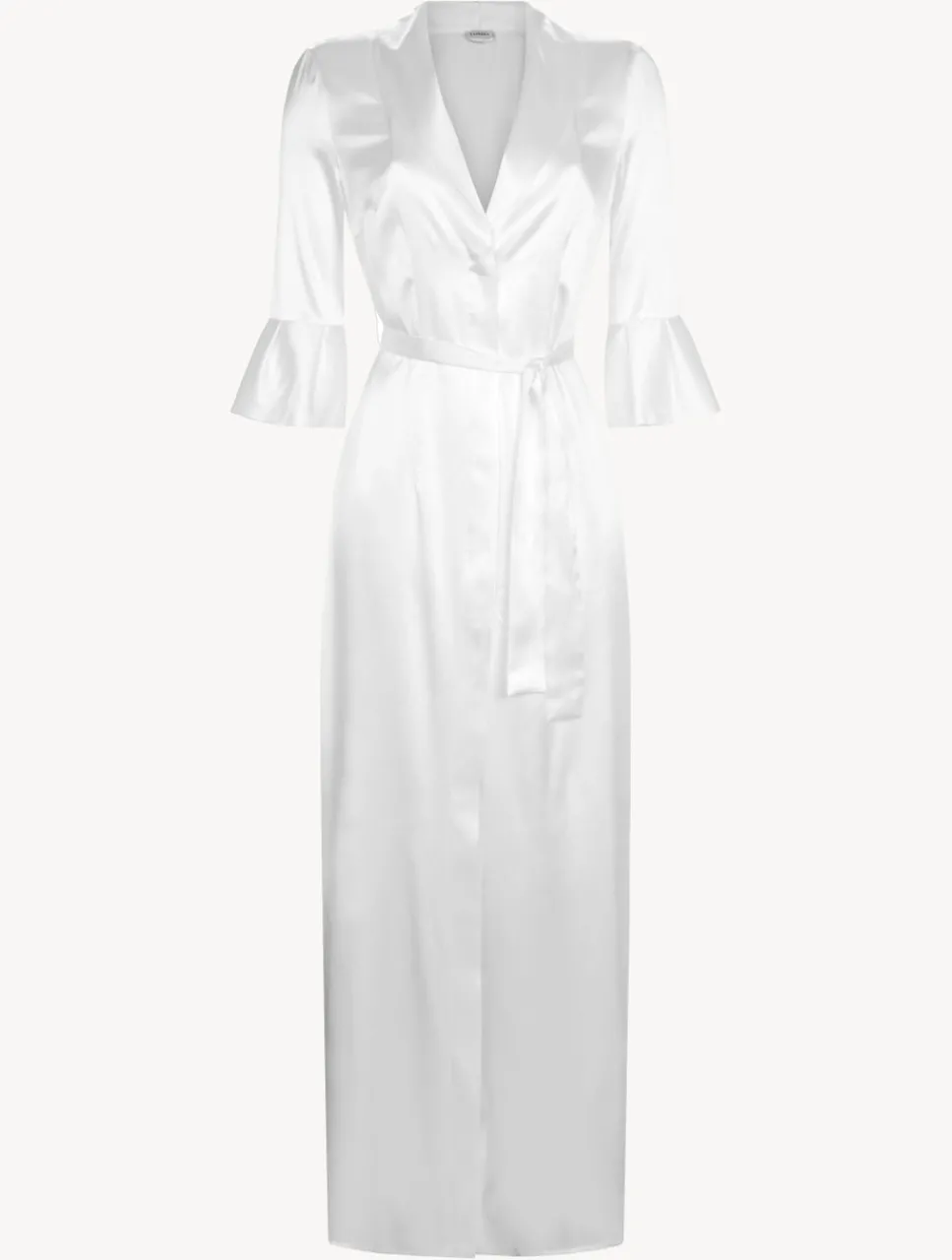 La Perla Off-white Long Silk Belted Robe< Robes|Silk Sleepwear