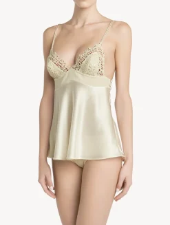 La Perla Off-white Silk Camisole With Macramé< Camisoles|Pajamas