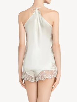 La Perla Off- Silk Halterneck Camisole With Leavers Lace Trim< Camisoles|Pajamas