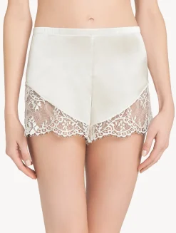 La Perla Off-white Silk Pajama Shorts With Leavers Lace Trim< Pajamas|Sleep Shorts & Trousers