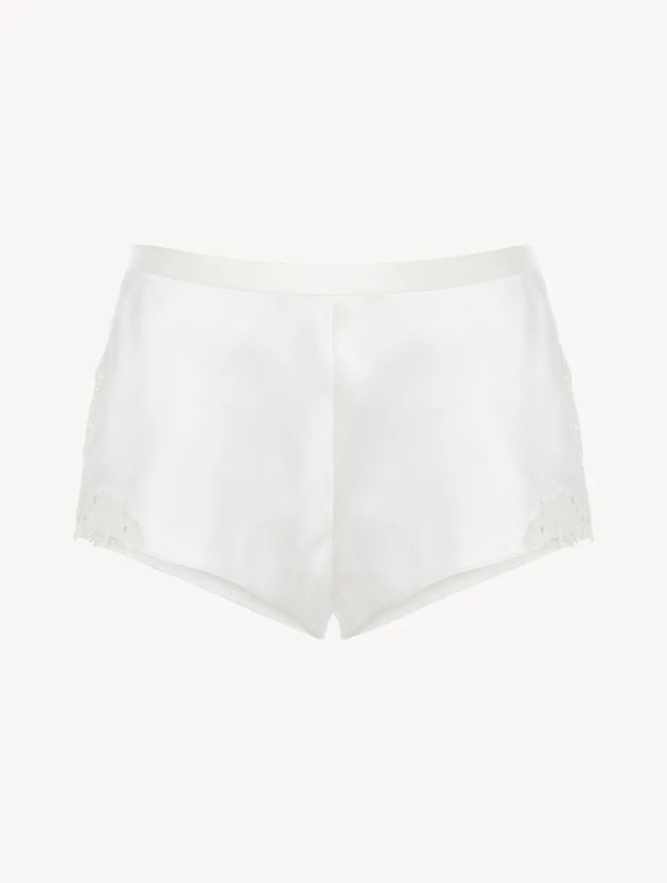 La Perla Off-white Silk Sleep Shorts With Macramé Frastaglio< Pajamas|Sleep Shorts & Trousers
