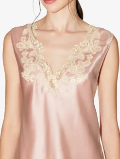 La Perla Silk Satin Top With Frastaglio< Camisoles|Pajamas