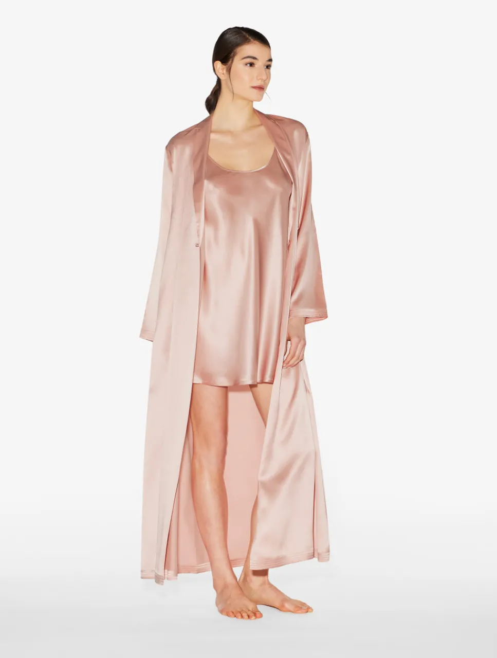 La Perla Powder Silk Long Robe< Robes|Silk Sleepwear