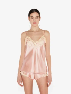 La Perla Powder Silk Satin Sleep Shorts With Frastaglio< Pajamas|Sleep Shorts & Trousers