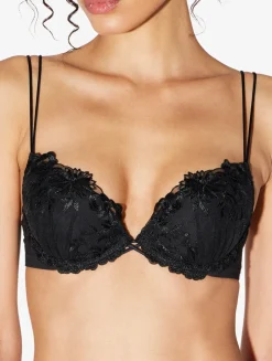 La Perla Push-up Bra In Lycra With Embroidered Tulle< Padded|Push-Up