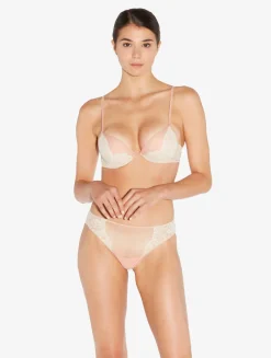La Perla Push-Up Bra In Linen And Nude Rose With Leavers Lace< Padded|Push-Up