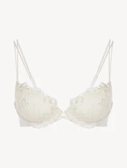La Perla Push-up Bra In Off- Lycra With Embroidered Tulle< Padded|Push-Up