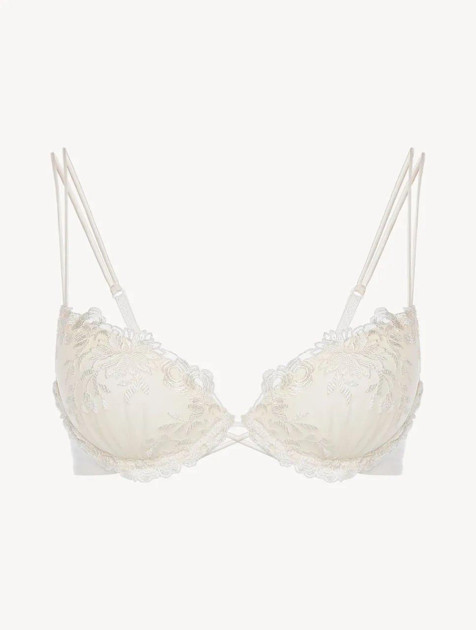 La Perla Push-up Bra In Off- Lycra With Embroidered Tulle< Padded|Push-Up