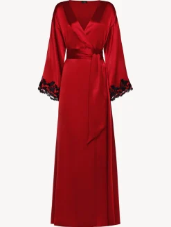 La Perla Long Silk Robe With Frastaglio< Robes|Silk Sleepwear
