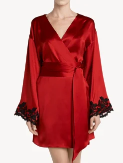La Perla Silk Satin Short Robe With Frastaglio< Robes|Silk Sleepwear