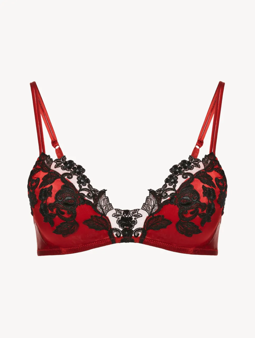 La Perla Silk Triangle Bra With Black Frastaglio< Triangle|Wireless