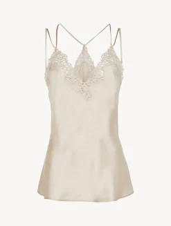 La Perla Rose Beige Camisole In Silk With Macramé Frastaglio< Camisoles|Pajamas