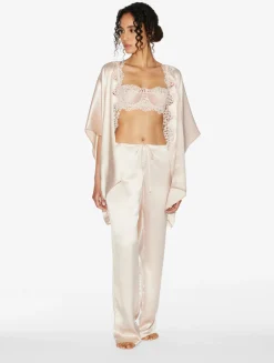 La Perla Rose Beige Short Silk Robe< Robes|Silk Sleepwear