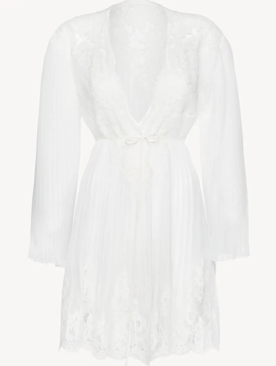 La Perla Short Robe In Off With Cotton Leavers Lace< Robes