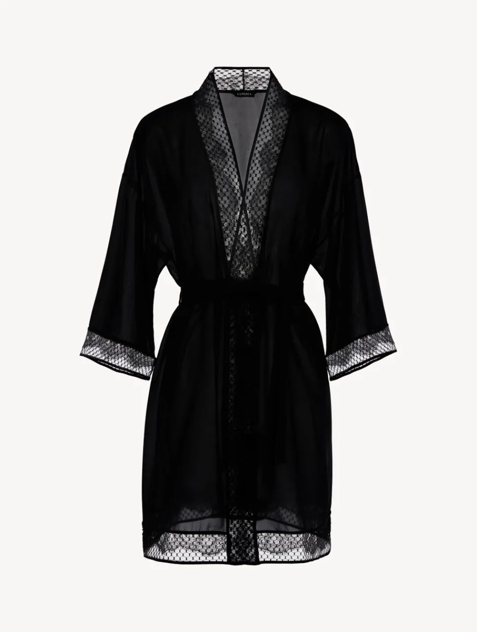 La Perla Short Silk Robe With Leavers Lace< Robes|Silk Sleepwear