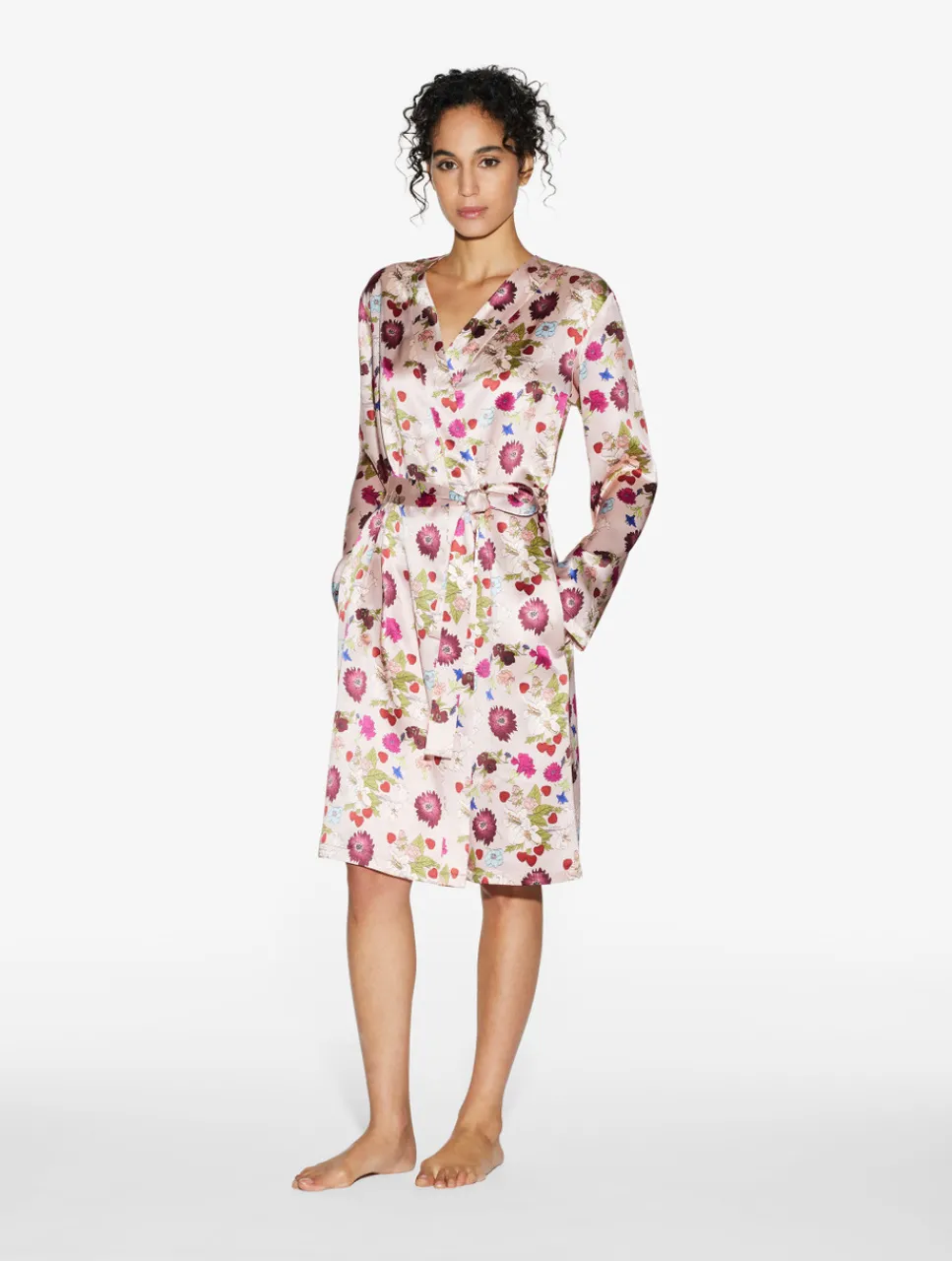 La Perla Silk Floral Print Short Robe< Robes|Silk Sleepwear