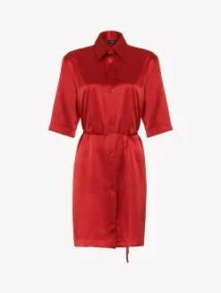 La Perla Silk Long Shirt In Garnet< Silk Sleepwear