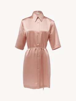 La Perla Silk Long Shirt In Powder< Silk Sleepwear