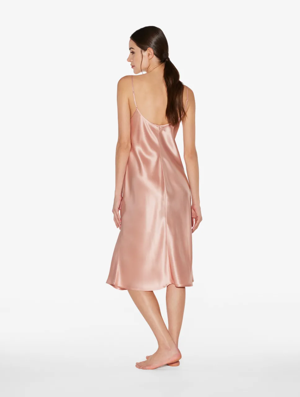 La Perla Silk Midi Nightdress In Powder< Slips & Dresses|Silk Sleepwear