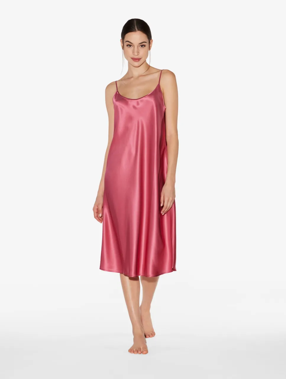 La Perla Silk Midi Nightdress In Wild Orchid< Slips & Dresses|Silk Sleepwear
