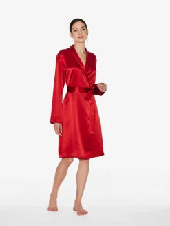 La Perla Silk Short Robe In Garnet< Robes|Silk Sleepwear