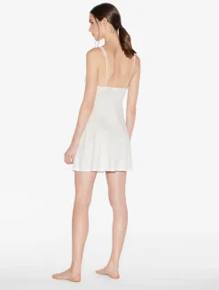 La Perla Slip Dress In Off-white Modal With Embroidered Tulle< Slips & Dresses