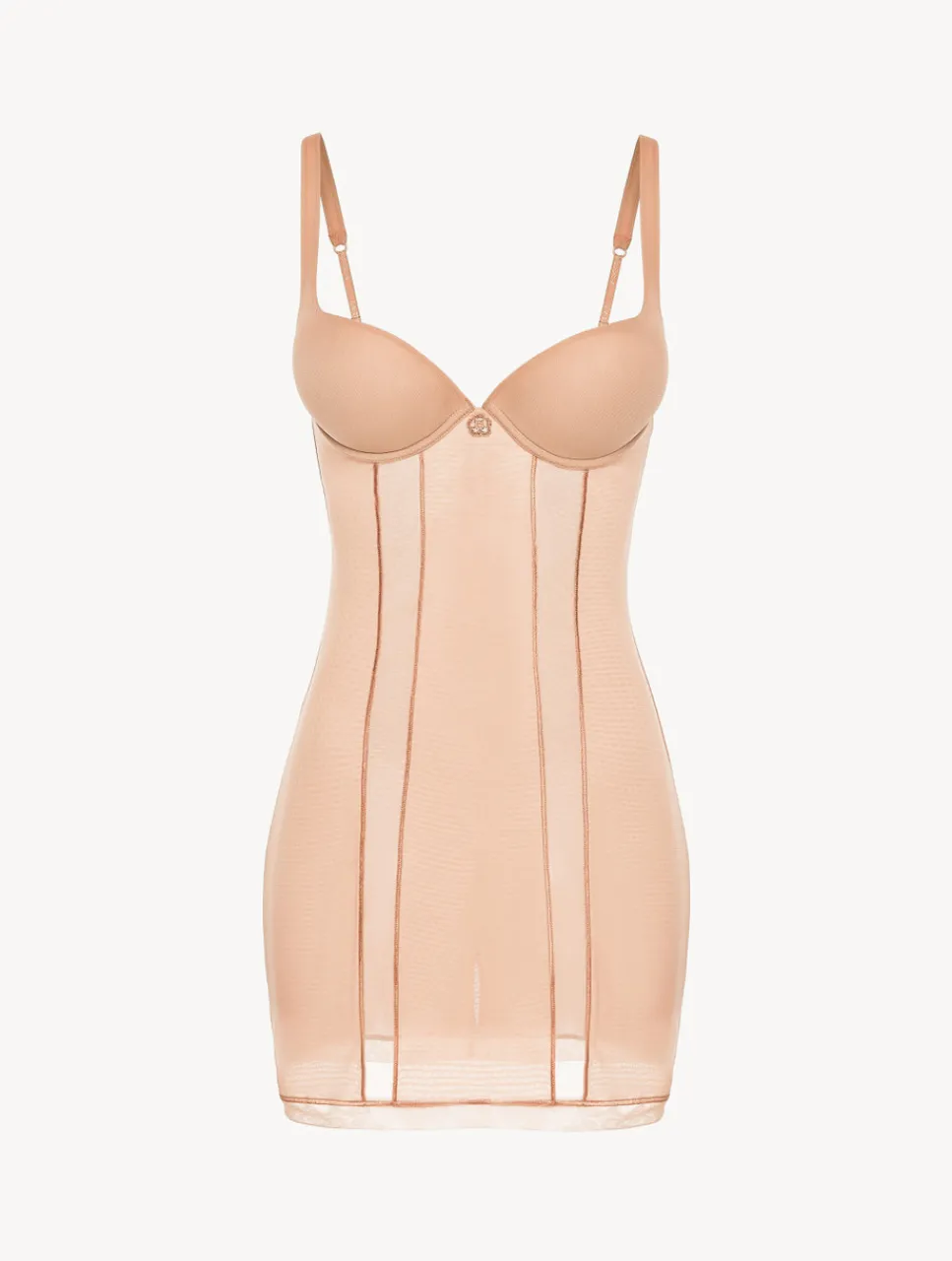 La Perla Slip Dress In Sand Stretch Tulle< Shapewear|Slips & Dresses