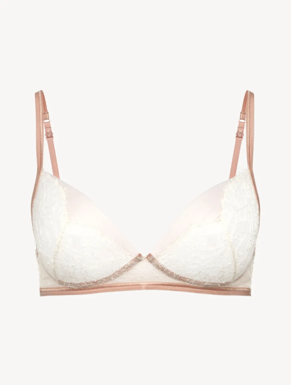 La Perla Soft Bralette In Linen And Nude Rose With Leavers Lace< Bralette|Wireless