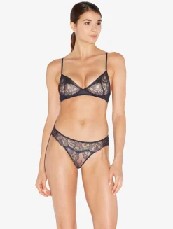 La Perla Soft Bralette In Steel And Black With Leavers Lace< Bralette|Wireless