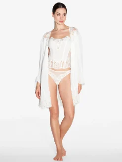 La Perla Soft Corset In Off With Cotton Leavers Lace< Bodysuits & Bustiers