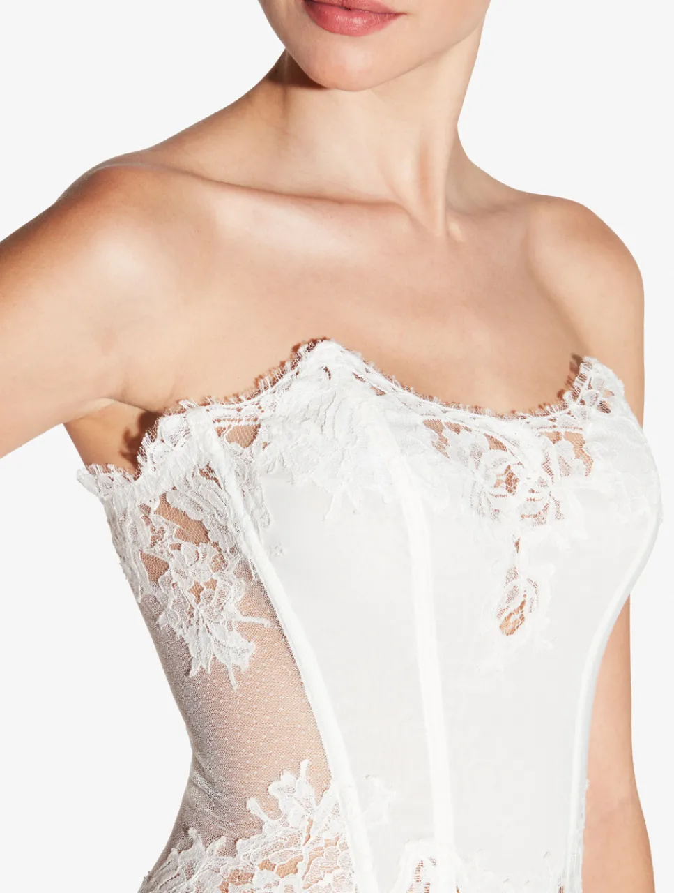 La Perla Soft Corset In Off With Cotton Leavers Lace< Bodysuits & Bustiers