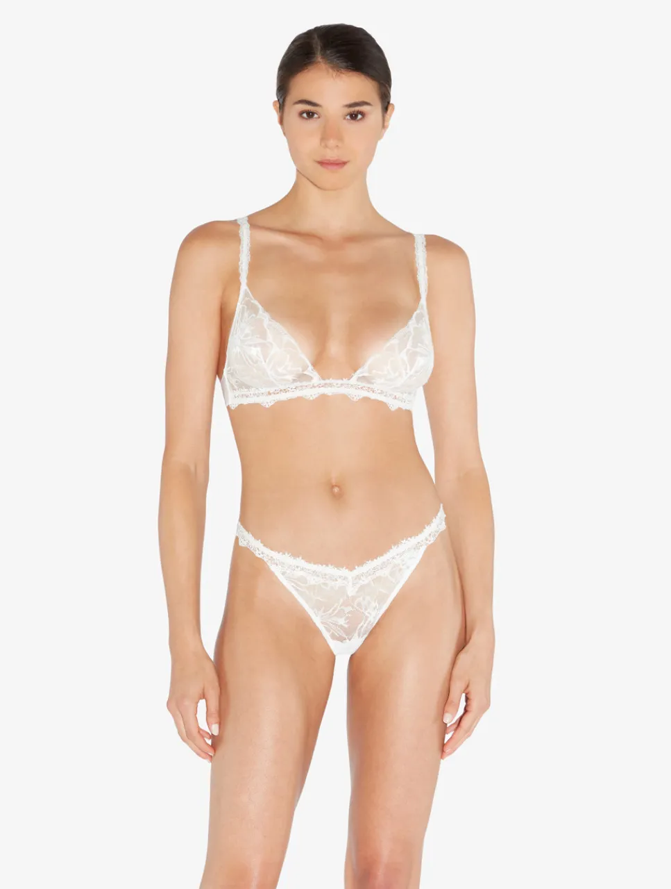 La Perla Soft Triangle Bra In Off With Leavers Lace< Triangle|Wireless