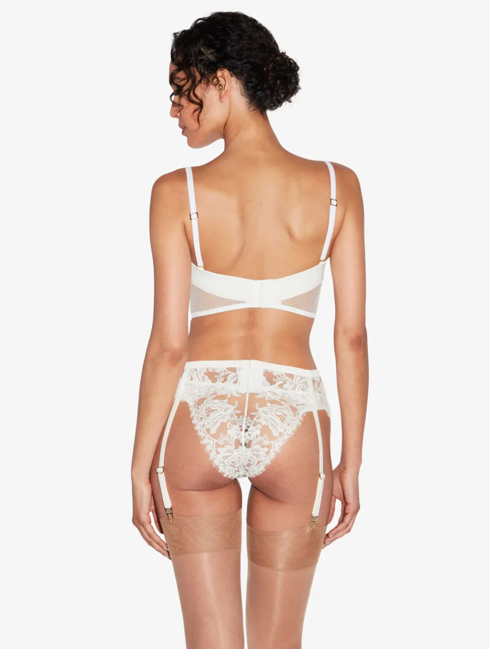 La Perla Suspender Belt In Off With Cotton Leavers Lace< Garter Belts