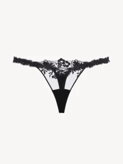 La Perla Thong In Lycra With Embroidered Tulle< G String & Thong