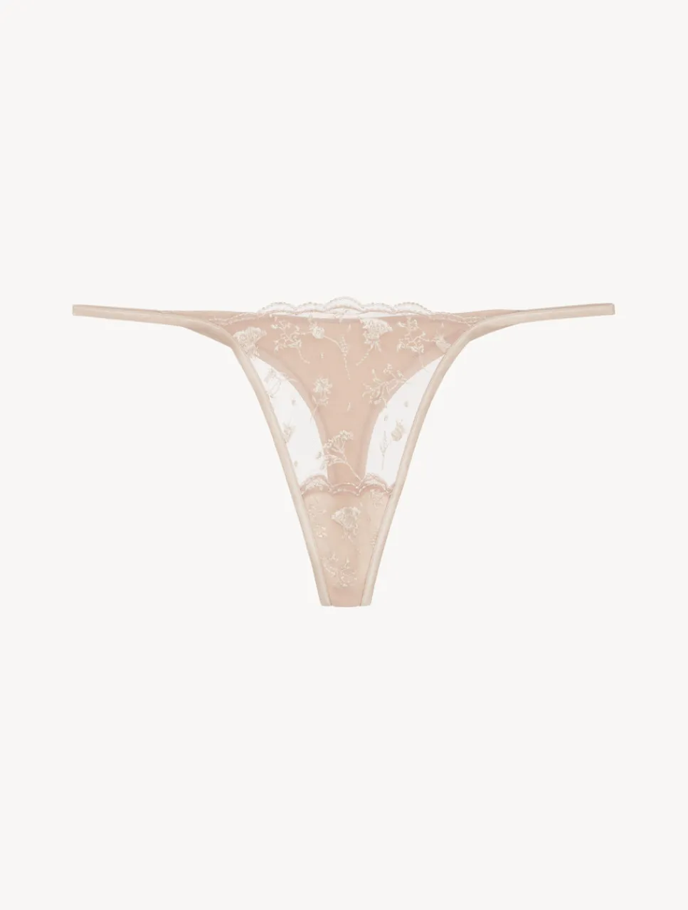 La Perla Thong In Halo And Ivory Nude With Embroidered Tulle< G String & Thong