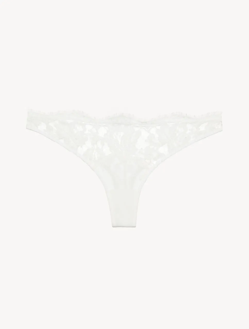 La Perla Thong In Off With Cotton Leavers Lace< G String & Thong