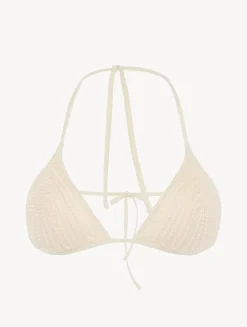La Perla Triangle Bikini Top In Champagne With Beading< Bikinis