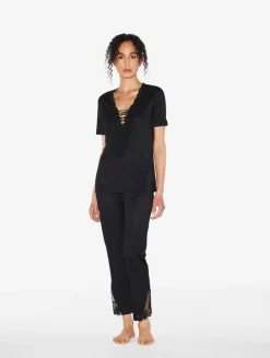 La Perla Trousers In Modal With Embroidered Tulle< Pajamas|Loungewear