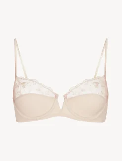 La Perla Underwired Bra In Halo And Ivory Nude With Embroidered Tulle< Underwired