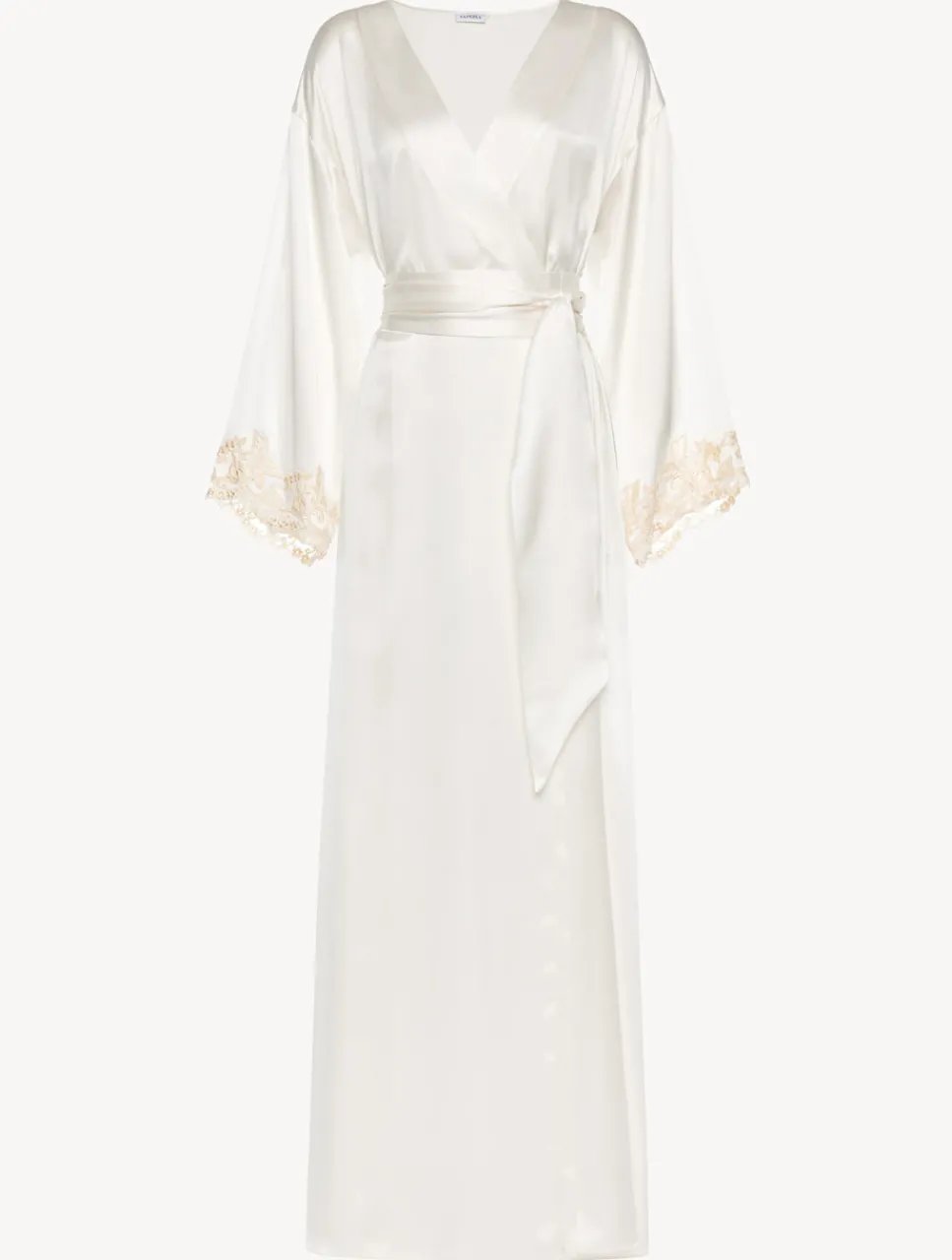 La Perla Long Silk Robe With Ivory Frastaglio< Robes|Silk Sleepwear