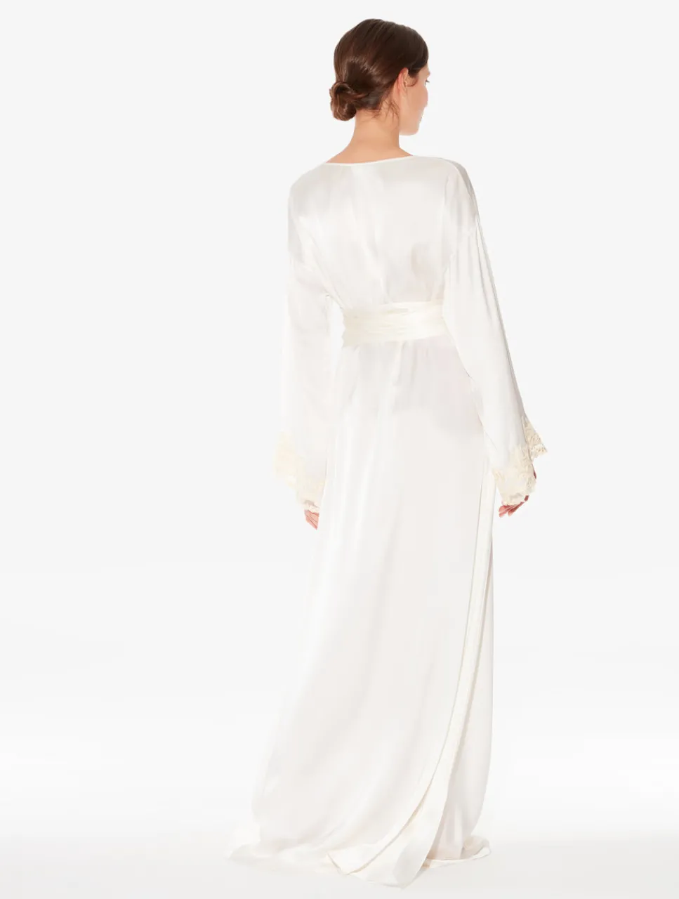 La Perla Long Silk Robe With Ivory Frastaglio< Robes|Silk Sleepwear