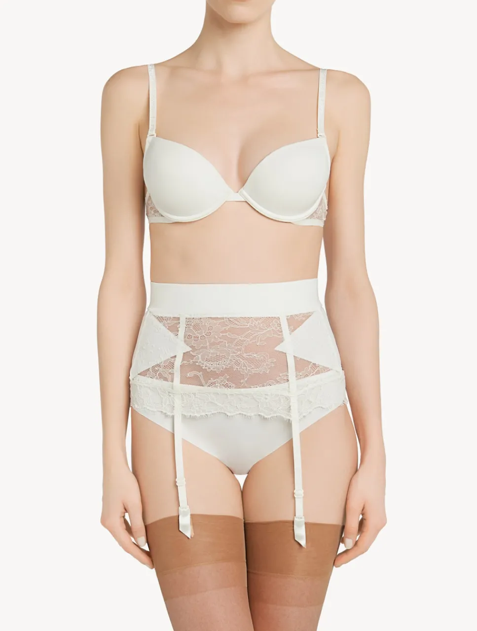 La Perla Lycra Control Fit Suspender With Chantilly Lace< Shapewear|Garter Belts
