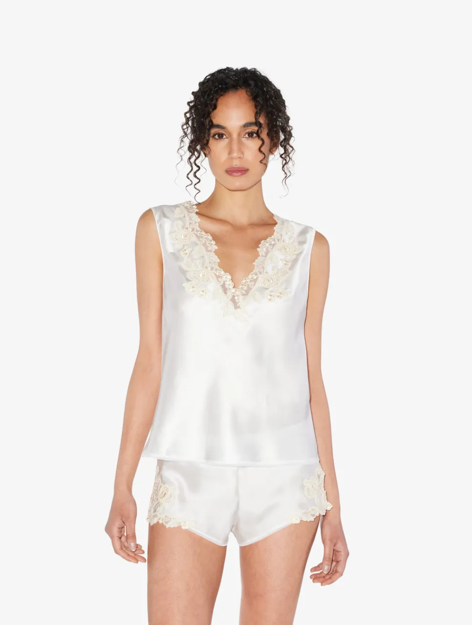 La Perla Silk Satin Top With Frastaglio< Camisoles|Pajamas