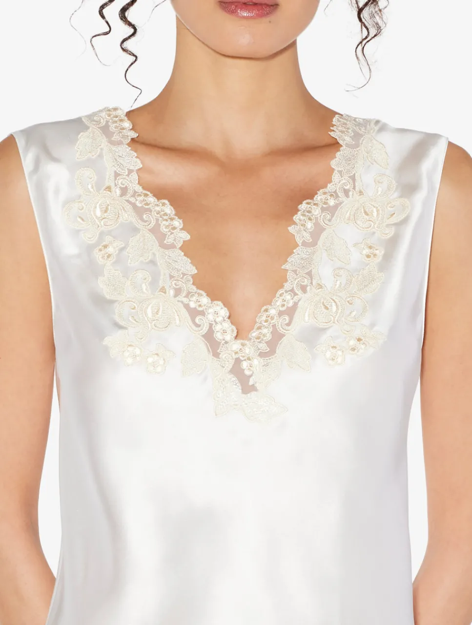 La Perla Silk Satin Top With Frastaglio< Camisoles|Pajamas